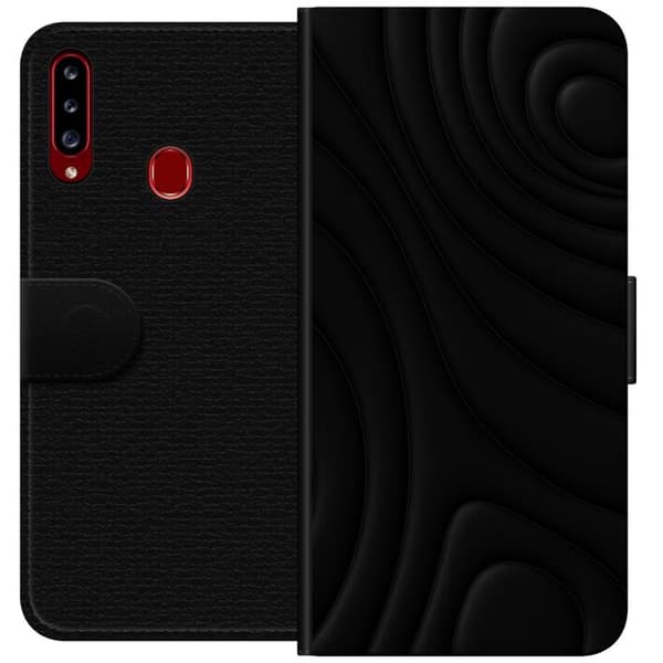 Samsung Galaxy A20s Tegnebogsetui Sorte Bølger