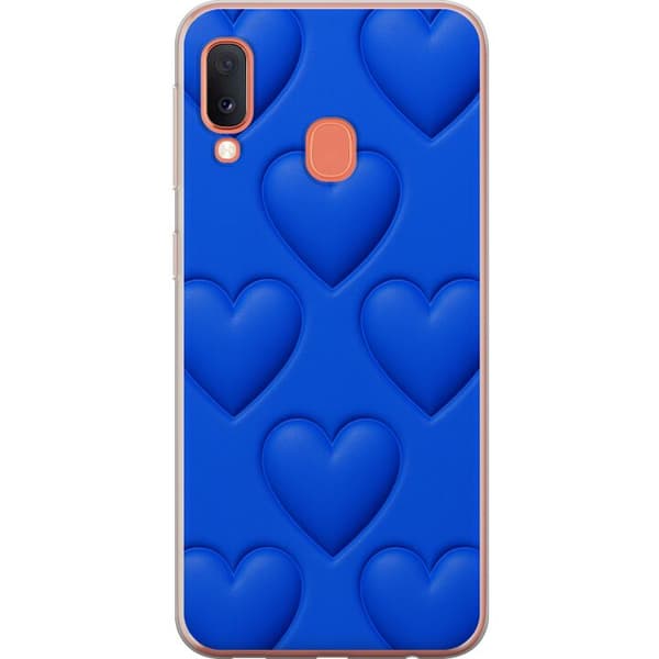 Samsung Galaxy A20e Genomskinligt Skal Blue Hearts