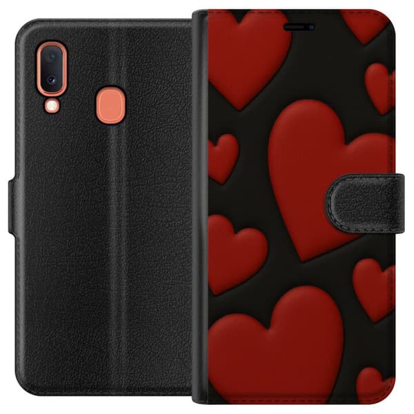 Samsung Galaxy A20e Plånboksfodral Red Velvet Hearts