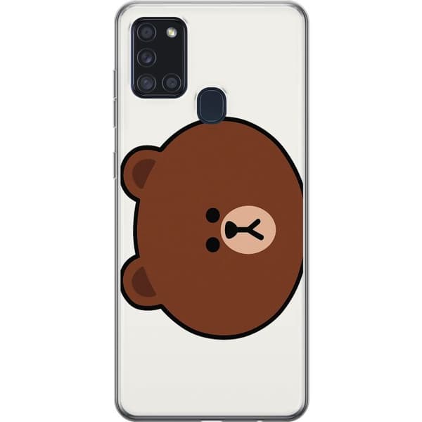 Samsung Galaxy A21s Läpinäkyvä kuori line friends brown