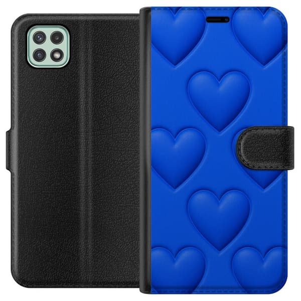 Samsung Galaxy A22 5G Lompakkokotelo Siniset Sydämet