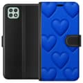 Pikkukuva 1 / 3: Samsung Galaxy A22 5G Lompakkokotelo Siniset Sydämet