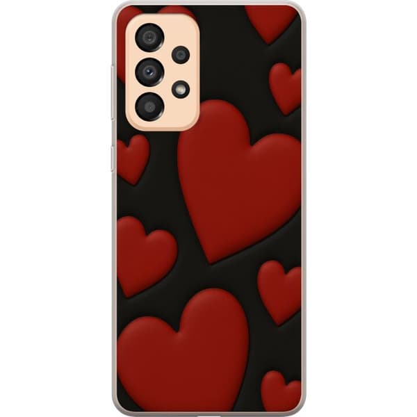 Samsung Galaxy A33 5G Gennemsigtig cover Rød Fløjlshjerter
