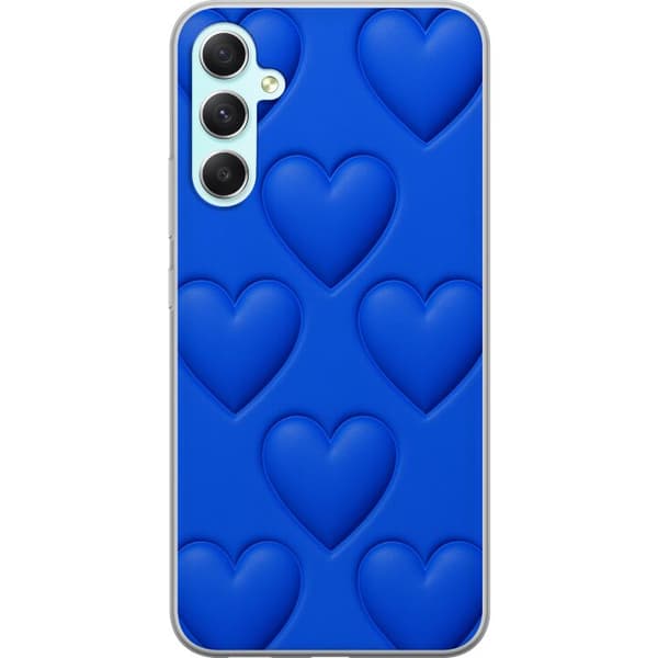 Samsung Galaxy A34 Läpinäkyvä kuori Siniset Sydämet