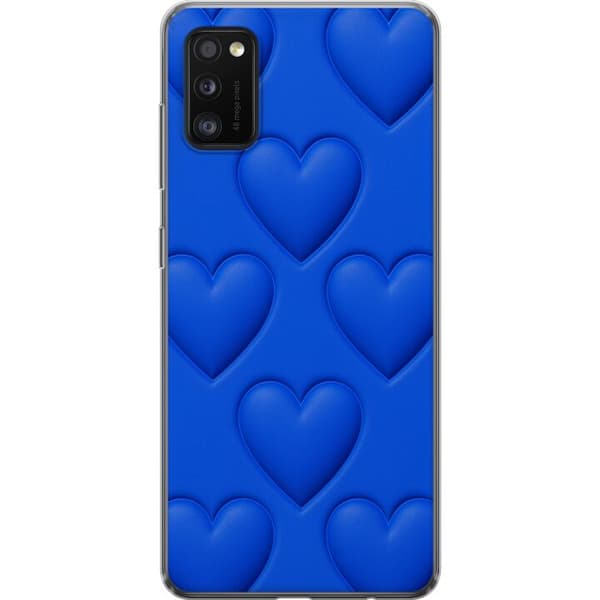 Samsung Galaxy A41 Gennemsigtig cover Blå Hjerter