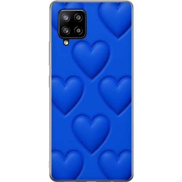 Samsung Galaxy A42 5G Gjennomsiktig deksel Blå Hjerter