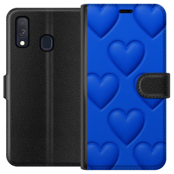 Samsung Galaxy A40 Lommeboketui Blå Hjerter