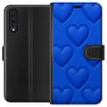 Pikkukuva 1 / 3: Samsung Galaxy A50 Lompakkokotelo Siniset Sydämet