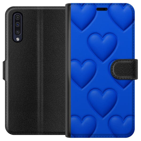 Samsung Galaxy A50 Lompakkokotelo Siniset Sydämet