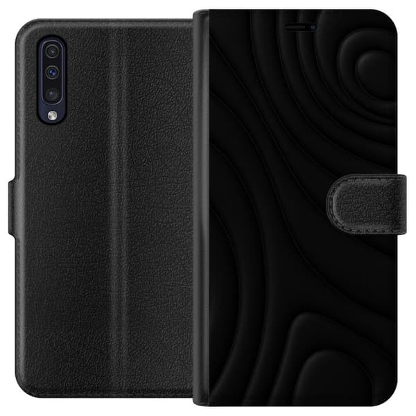 Samsung Galaxy A50 Tegnebogsetui Sorte Bølger