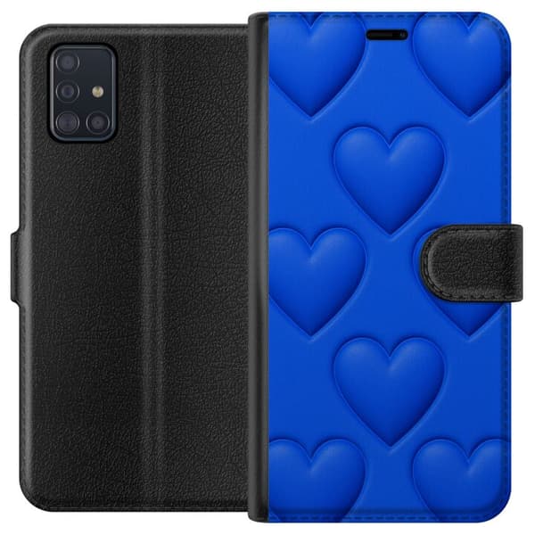 Samsung Galaxy A51 Tegnebogsetui Blå Hjerter
