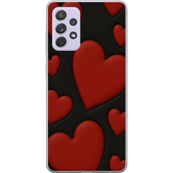 Samsung Galaxy A52s 5G Gennemsigtig cover Rød Fløjlshjerter