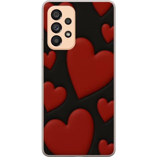 Samsung Galaxy A53 5G Gennemsigtig cover Rød Fløjlshjerter