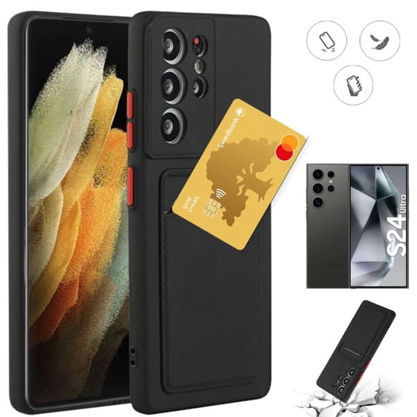 Samsung Galaxy S24 Ultra skal mobilskal korthållare slot svart