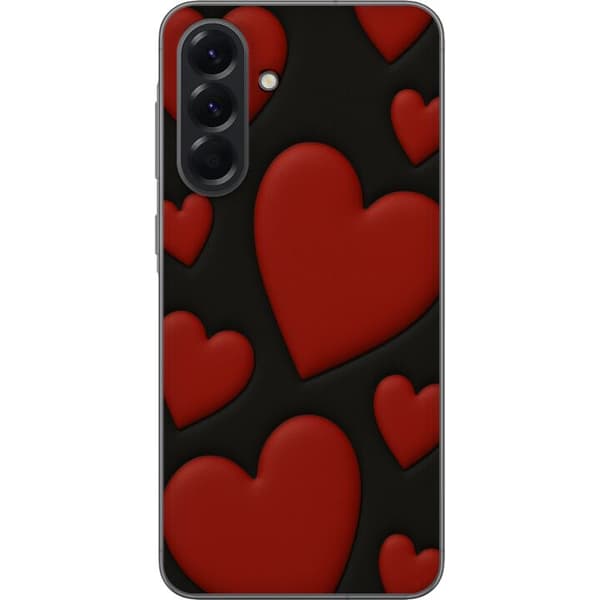 Samsung Galaxy A56 Gennemsigtig cover Rød Fløjlshjerter