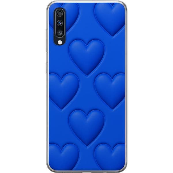 Samsung Galaxy A70 Genomskinligt Skal Blue Hearts