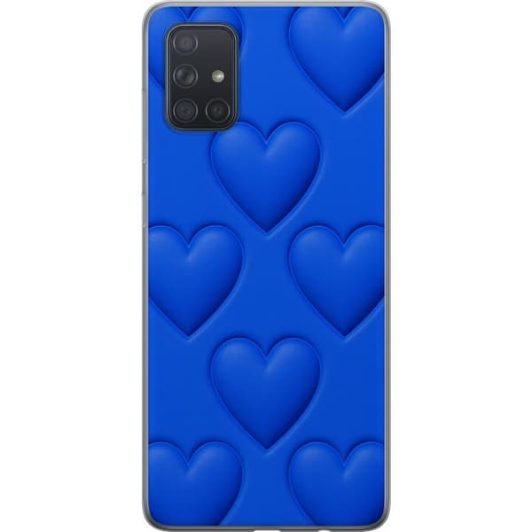 Samsung Galaxy A71 Genomskinligt Skal Blue Hearts