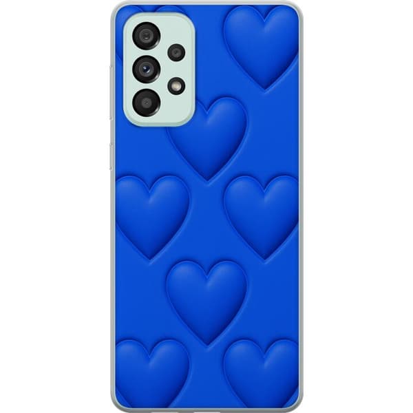Samsung Galaxy A73 5G Läpinäkyvä kuori Siniset Sydämet