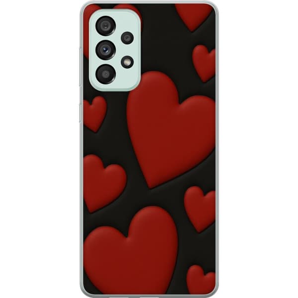 Samsung Galaxy A73 5G Gennemsigtig cover Rød Fløjlshjerter