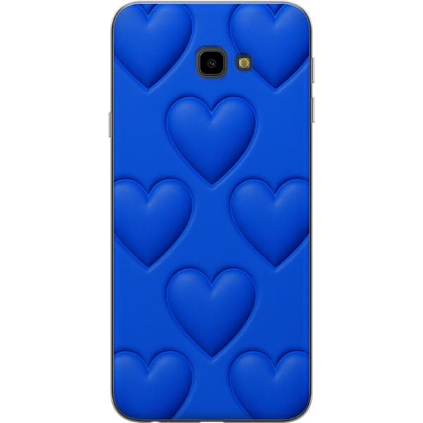 Samsung Galaxy J4+ Gennemsigtig cover Blå Hjerter