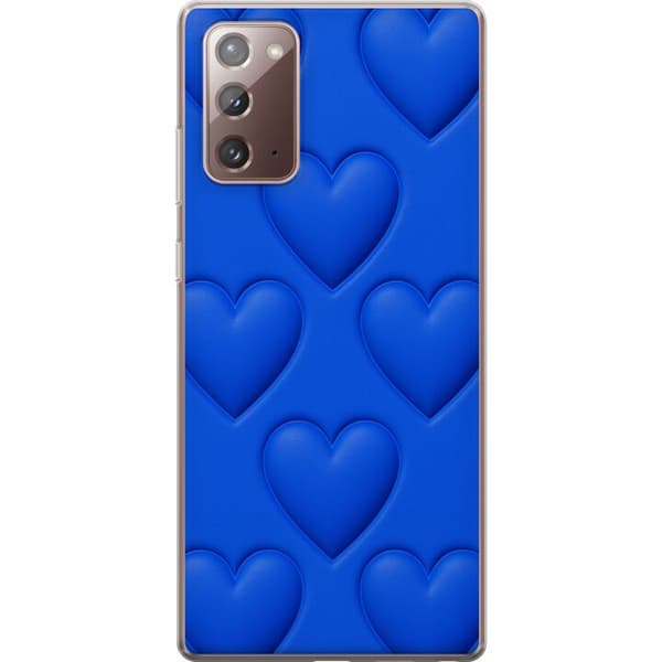 Samsung Galaxy Note20 Gjennomsiktig deksel Blå Hjerter
