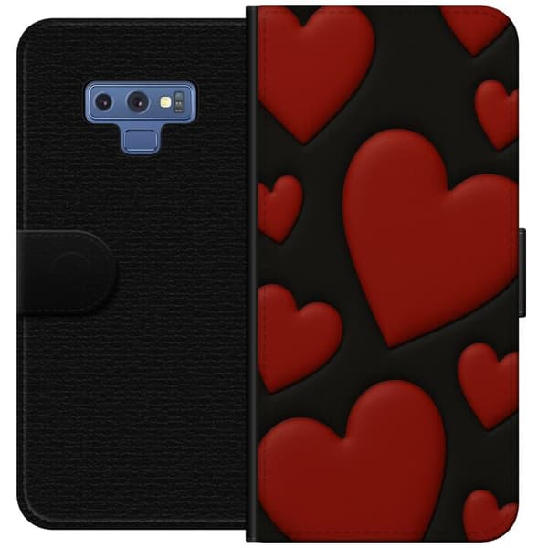 Samsung Galaxy Note9 Tegnebogsetui Rød Fløjlshjerter