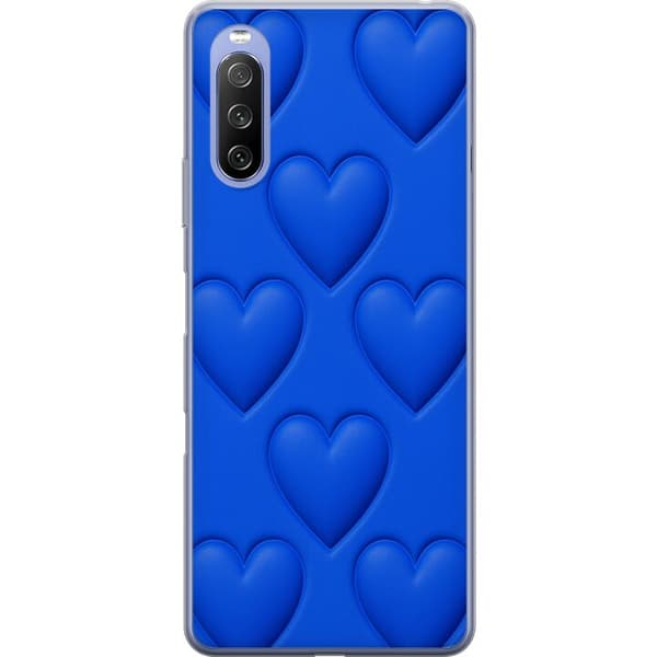 Sony Xperia 10 III Lite Läpinäkyvä kuori Siniset Sydämet