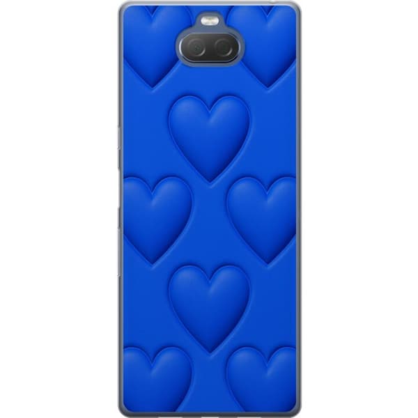 Sony Xperia 10 Plus Läpinäkyvä kuori Siniset Sydämet