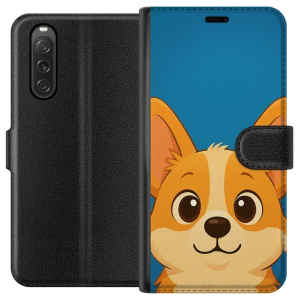 Sony Xperia 10 V Lompakkokotelo Hello Corgi