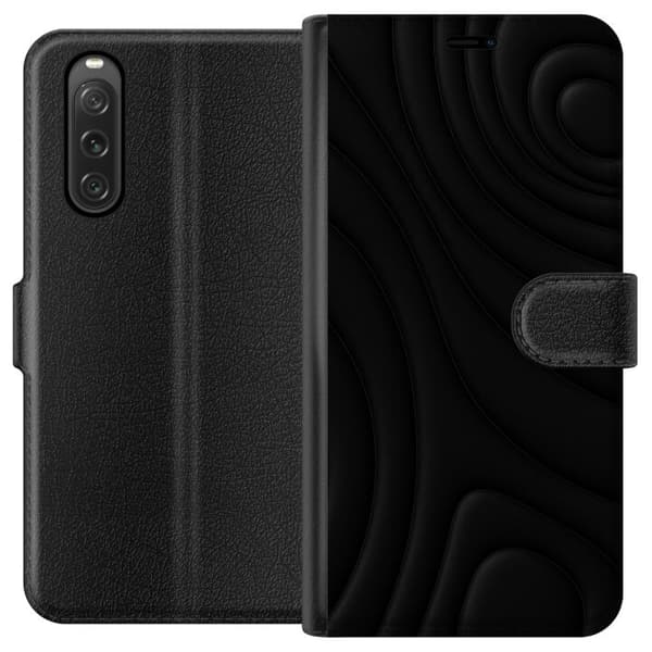 Sony Xperia 10 V Lommeboketui Svarte Bølger