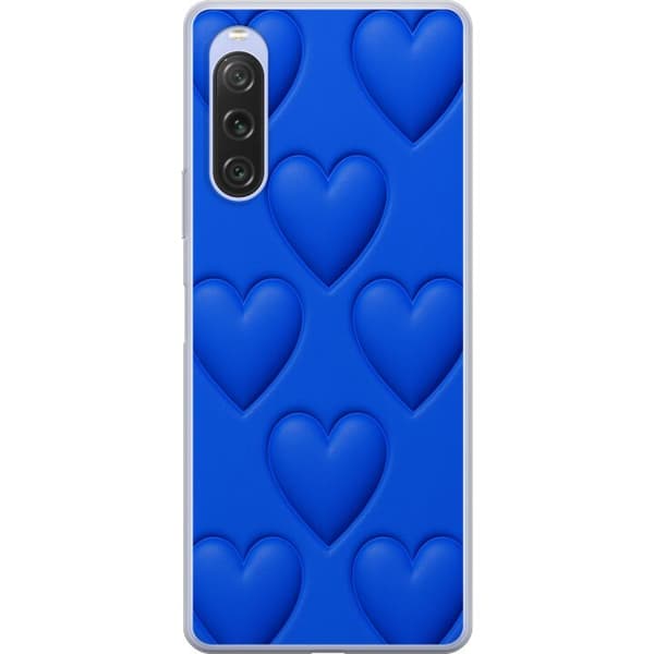 Sony Xperia 10 V Läpinäkyvä kuori Siniset Sydämet