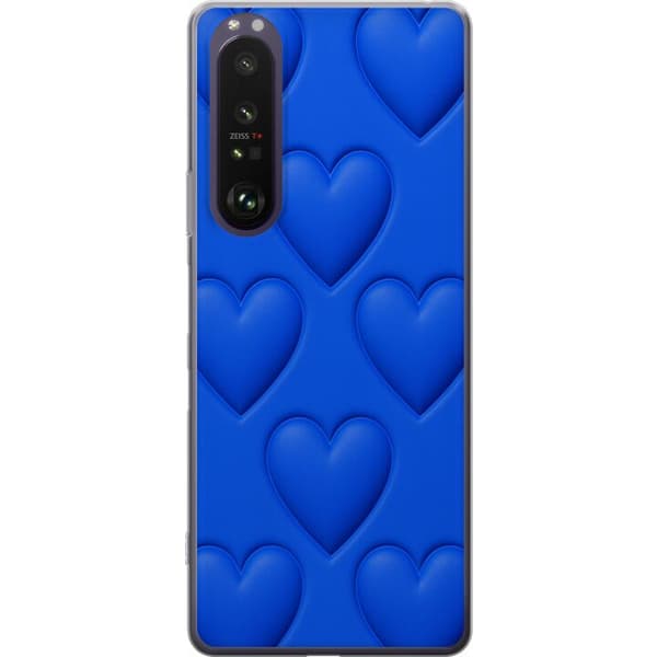 Sony Xperia 1 III Gjennomsiktig deksel Blå Hjerter