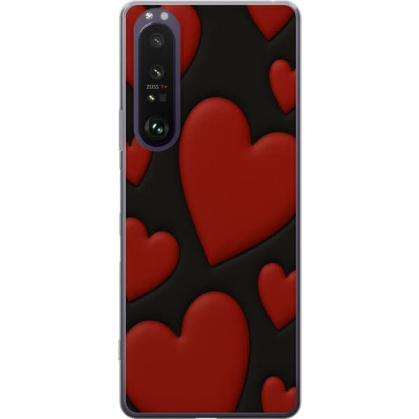 Sony Xperia 1 III Läpinäkyvä kuori Punaiset Samettisydämet