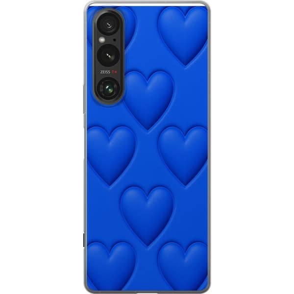 Sony Xperia 1 V Gennemsigtig cover Blå Hjerter