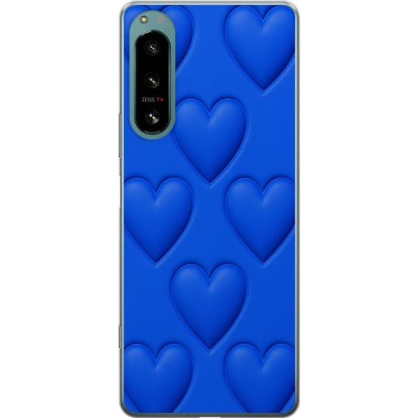 Sony Xperia 5 IV Gennemsigtig cover Blå Hjerter
