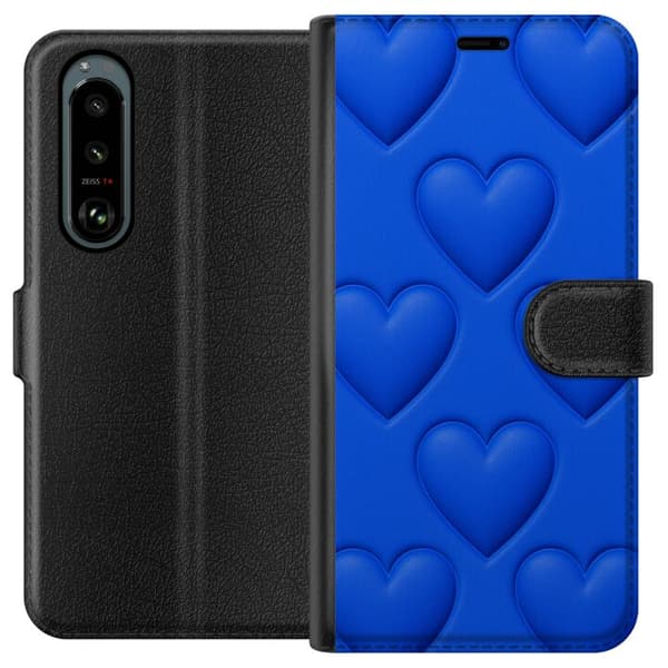 Sony Xperia 5 III Lompakkokotelo Siniset Sydämet