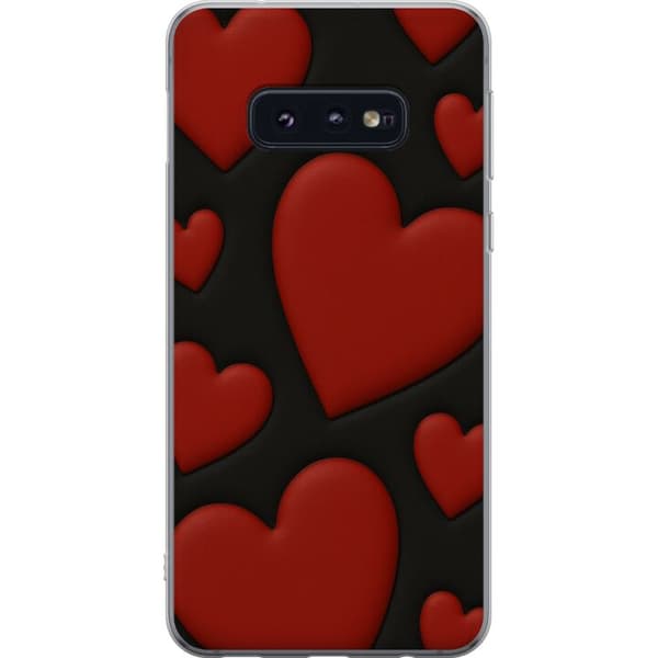 Samsung Galaxy S10e Läpinäkyvä kuori Punaiset Samettisydämet
