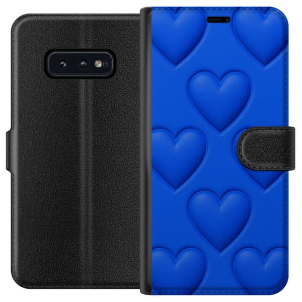 Samsung Galaxy S10e Tegnebogsetui Blå Hjerter