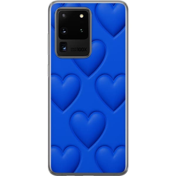 Samsung Galaxy S20 Ultra Läpinäkyvä kuori Siniset Sydämet
