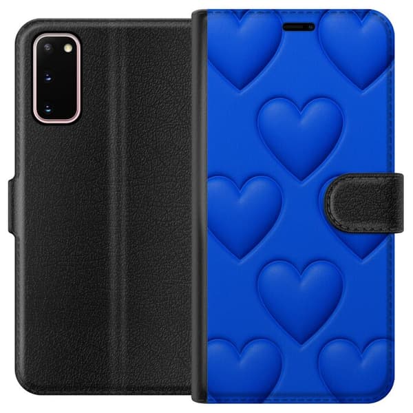 Samsung Galaxy S20 Tegnebogsetui Blå Hjerter