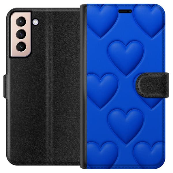 Samsung Galaxy S21 Lompakkokotelo Siniset Sydämet