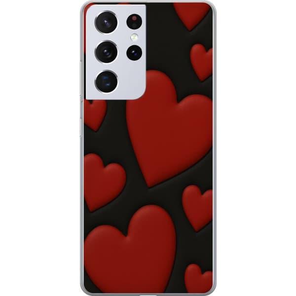 Samsung Galaxy S21 Ultra 5G Gennemsigtig cover Rød Fløjlshjerter