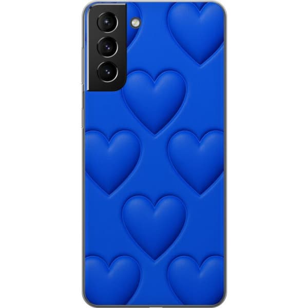 Samsung Galaxy S21+ 5G Läpinäkyvä kuori Siniset Sydämet