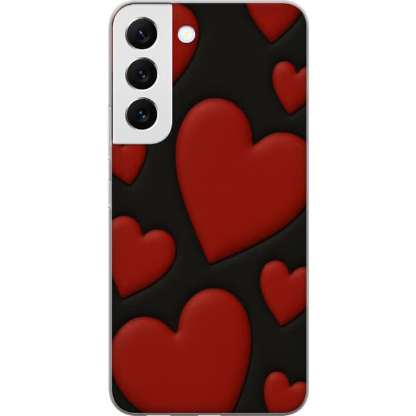 Samsung Galaxy S22+ 5G Gennemsigtig cover Rød Fløjlshjerter