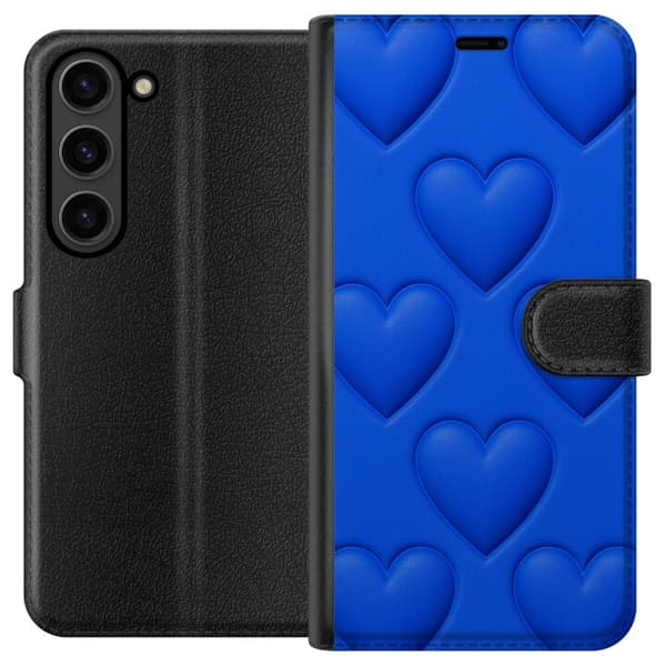 Samsung Galaxy S24 Lommeboketui Blå Hjerter