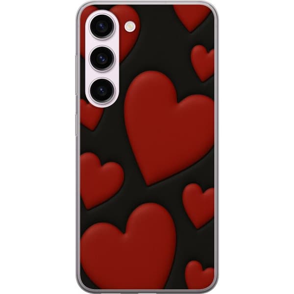 Samsung Galaxy S23 Gennemsigtig cover Rød Fløjlshjerter