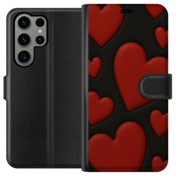 Samsung Galaxy S23 Ultra Lompakkokotelo Punaiset Samettisydämet