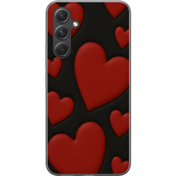 Samsung Galaxy S24 FE Läpinäkyvä kuori Punaiset Samettisydämet