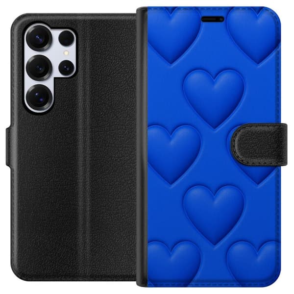 Samsung Galaxy S25 Ultra Lommeboketui Blå Hjerter