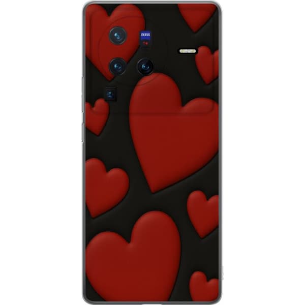 vivo X80 Pro Genomskinligt Skal Red Velvet Hearts